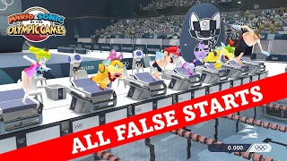 Mario and Sonic at Olympic Games Tokyo 2020 - ALL False Start Animations in Swimming