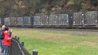 A Very Loud Slow and Heavy NS Garbage Train 63V Stalls on the Horseshoe Curve