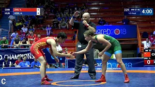 1/2 WW - 57 kg: Y. ZHU (CHN) v. A. SZEL (HUN)