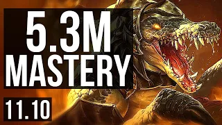 RENEKTON vs VAYNE (TOP) | 5.3M mastery, 600+ games, Dominating | KR Grandmaster | v11.10