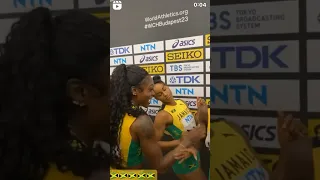 Jamaican sprinters Briana Williams & Elaine Thompson does Bob walk . #socute #lol #worldchamps #2023