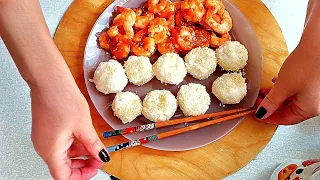 Креветки в очень вкусном соусе, рекомендую попробовать этот рецепт и Рисовые шарики Обед по Японски