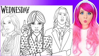 Coloring Wednesday, Enid, Xavier & Thing Coloring Pages | Wednesday Addams & Friends Coloring Videos