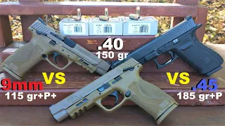 The MOST Fair 9mm VS .40 VS .45 Ballistic Test You Will Ever See! Underwood Nosler Light for Caliber