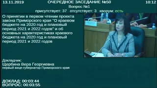 Заседание Законодательного Собрания Приморского края №50 13.11.2019