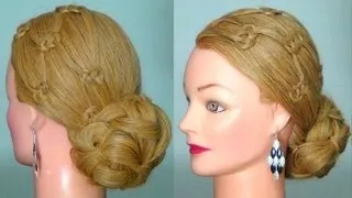 Прическа с плетением на длинные волосы. Braided hairstyle tutorial