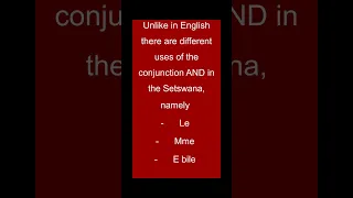 The conjunction And in #Setswana  #short #shorts