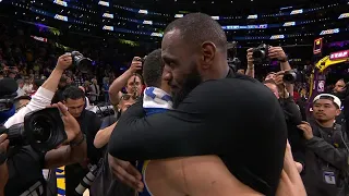 LeBron James & Steph Curry embrace after the Warriors' Game 6 elimination 🤝