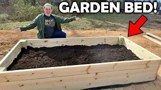 We Built a CUSTOM Raised GARDEN BED for Our BACKYARD FARM!!
