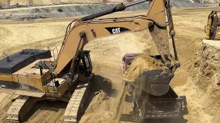 Caterpillar 365C Excavator Loading Mercedes & MAN Trucks - Ektor Epe - 4K