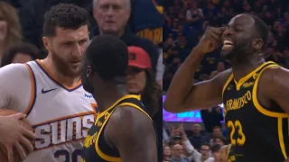 Draymond Green and Jusuf Nurkic get chippy and Draymond says "I'm in his head" 👀