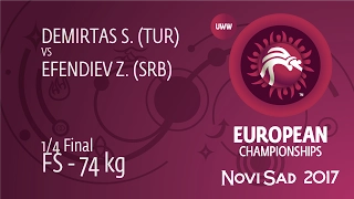 1/4 FS - 74 kg: S. DEMIRTAS (TUR) df. Z. EFENDIEV (SRB) by FALL, 6-11