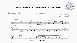 Play-Along for HORN: PAVANE POUR UNE INFANTE DÉFUNTE🎶👸🆓 Without metronome & dif.tempos (description)