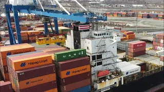 Awesome 4K Views! Container Ship NYK REMUS Working Containers at DP World Terminal - Saint John, NB