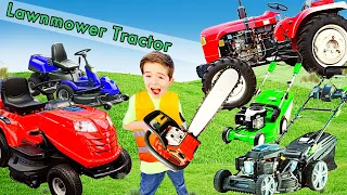 Lawn Mower for Kids | Tractor Truck leaf blower weed eater for toddlers | blippi toys mini min play