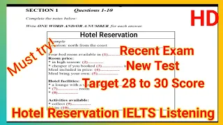 Hotel Reservation ielts listening | IELTS listening practice test 2022 with answers |Ielts listening