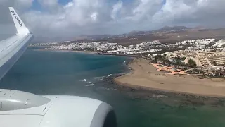 [4K] VERY HARD Ryanair Landing into a bumpy Lanzarote
