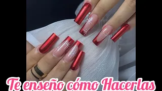 COMO HACER UÑAS TENDENCIA NAVIDEÑA 2023! Paso a paso! Fácil y rápido!