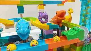 Dino Coaster Creation: A Marble Run Building Block Adventure!