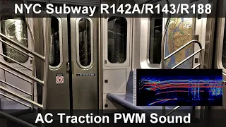[Inductor-Recorded Traction Motor Sound モハラジオ録音] NYC Subway R142A/R143/R188 [ADtranz/Bombardier]