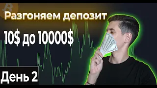 Разгон депозита с 10$ до 10000$ День 2 ! Бинанс Фьючерсы! Как торговать! binance futures