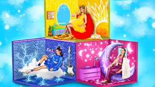 Triplets Build a Secret Corner Rooms/ Sun Girl vs Moon Girl vs Storm Girl