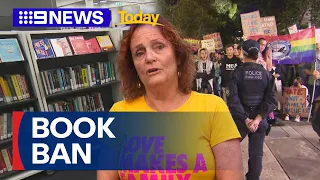 Protesters fight amid same-sex parenting book ban by Sydney Council | 9 News Australia