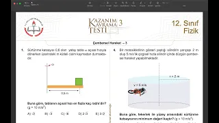 12.SINIF FİZİK KAZANIM TEST 3 ÇÖZÜM ÇEMBERSEL HAREKET (2022-2023)