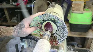 Woodturning - My try at color pencil and epoxy.