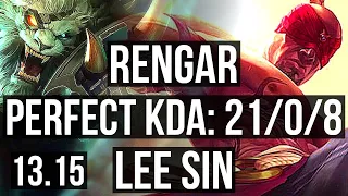 RENGAR vs LEE (JNG) | 21/0/8, Legendary, 1.9M mastery | EUW Master | 13.15