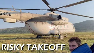 Risky Mi-8 takeoff in alpine tundra