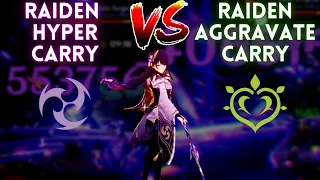 Raiden Hyper Carry vs Raiden 'Aggravate' Carry! Damage, Clear Time Comparison & Analysis