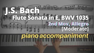 Bach - Sonata in E for Flute and Continuo, BWV 1035, 2nd Mov: Piano Accompaniment [Moderate]