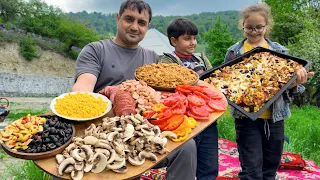 COOKING SHAH PILAF THE KING OF DISHES! THE BEST PIZZA RECIPE IN THE VILLAGE! RURAL MOUNTAIN VILLAGE