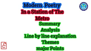 In a Station of  the Metro | summary of In a Station of Metro | in a station of Metro by Ezra Pound