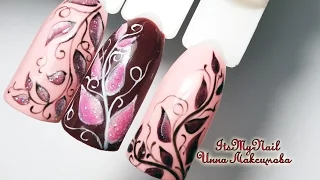 🌿Веточка на ногтях🌿Дизайн ногтей гель лаком🌿Nail Design Shellac🌿