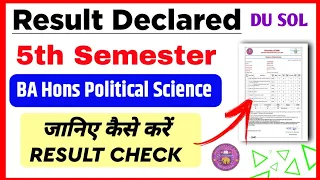 SOL BA Hons Political Science Fifth Semester Result Declared Dec Exam 2023 | Sol RESULT Update 2024