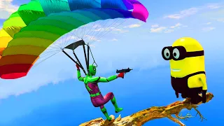 GTA 5 Epic Ragdolls SPIDERMAN VS COLOR MINIONS [ Funny Moments, Euphoria Physics & Fails ]