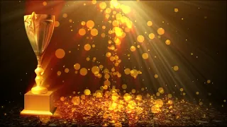 Gold trophy, shiny particles, company photography&video background