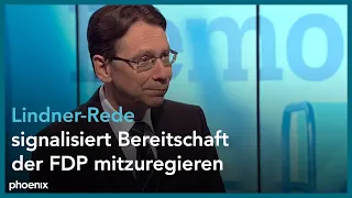 Prof. Uwe Jun (Politikwissenschaftler) im Gespräch mit phoenix-Moderator Florian Bauer am 15.04.21