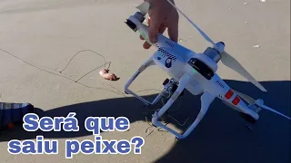 Pescaria de praia com Drone! Será que saiu peixe? Drone Fishing!