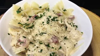 Creamy Chicken & Bacon Alfredo Bowtie Pasta Recipe|