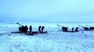 Артиллерия ДНР бьет по позициям ВСУ   Militias artillery firing