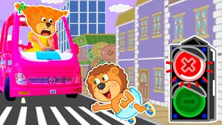 Five Kids Safety Song | Lion Family | Cartoon for Kids