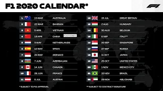 Formula 1 2020 calendar plus driver line up plus car liveries