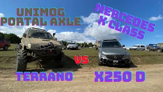 💪Mercedes Xclass x250d ❌ Nissan Terrano Unimog Portal Axle(NISMOG) 4X4 off road show. Crazy Driver