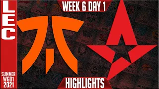 FNC vs AST Highlights | LEC Summer 2021 W6D1 | Fnatic vs Astralis