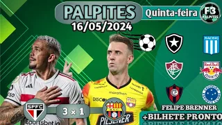 ⚠️ PALPITES DE FUTEBOL PARA HOJE (QUINTA-FEIRA) DIA 16-05-2024 + BILHETE PRONTO ✅⚽⚠️