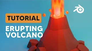 Low poly erupting volcano animation tutorial in Blender | Maba 3D