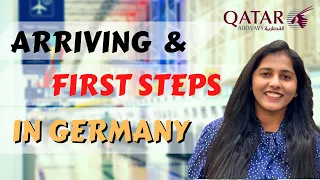 Flying to Germany and First Steps | From Frankfurt Airport to Aachen| Qatar Airways | with Eng CC